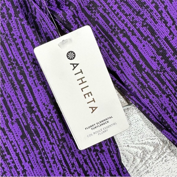 Athleta Flurry Elemental Turtleneck Purple Black Print Women’s Size XS - Picture 15 of 15